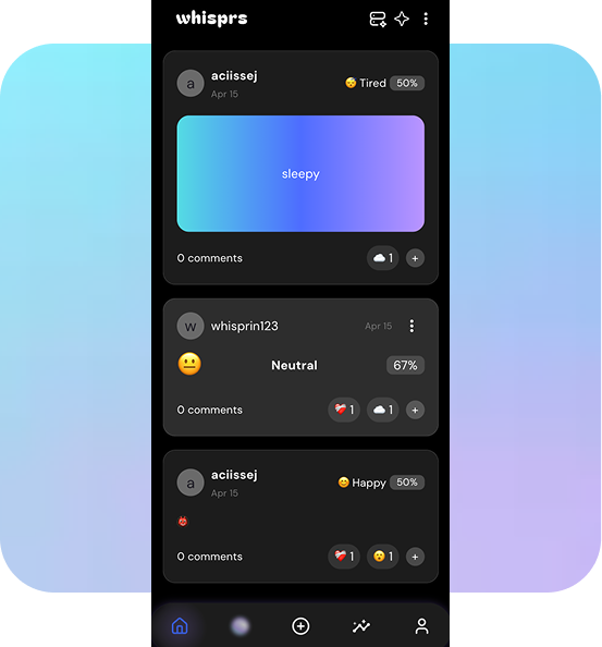 Whisprs App - Home Feed